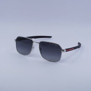 Prada Sport PS54WS 1BC06G Polarized Sunglasses Silver Rectangle Frame